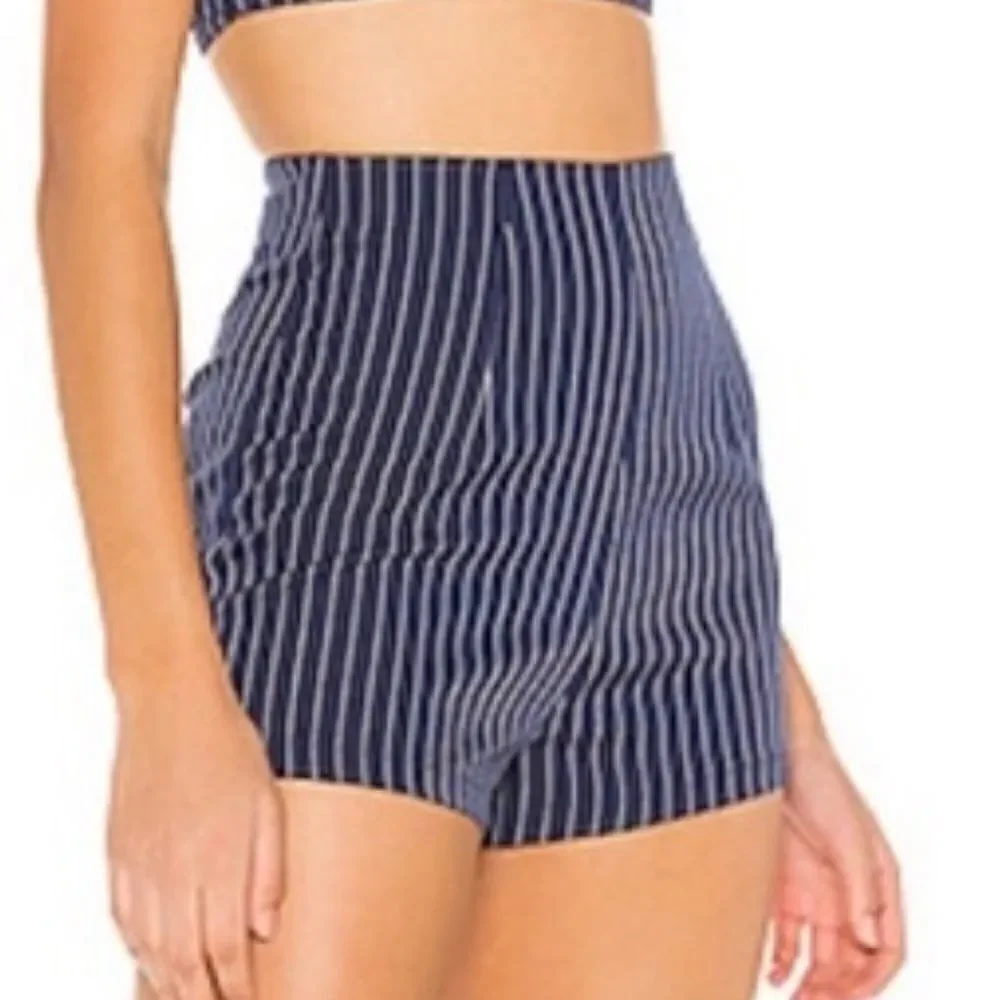 3/$25 SUPERDOWN High Waist Striped Navy Blue Shorts.Size S